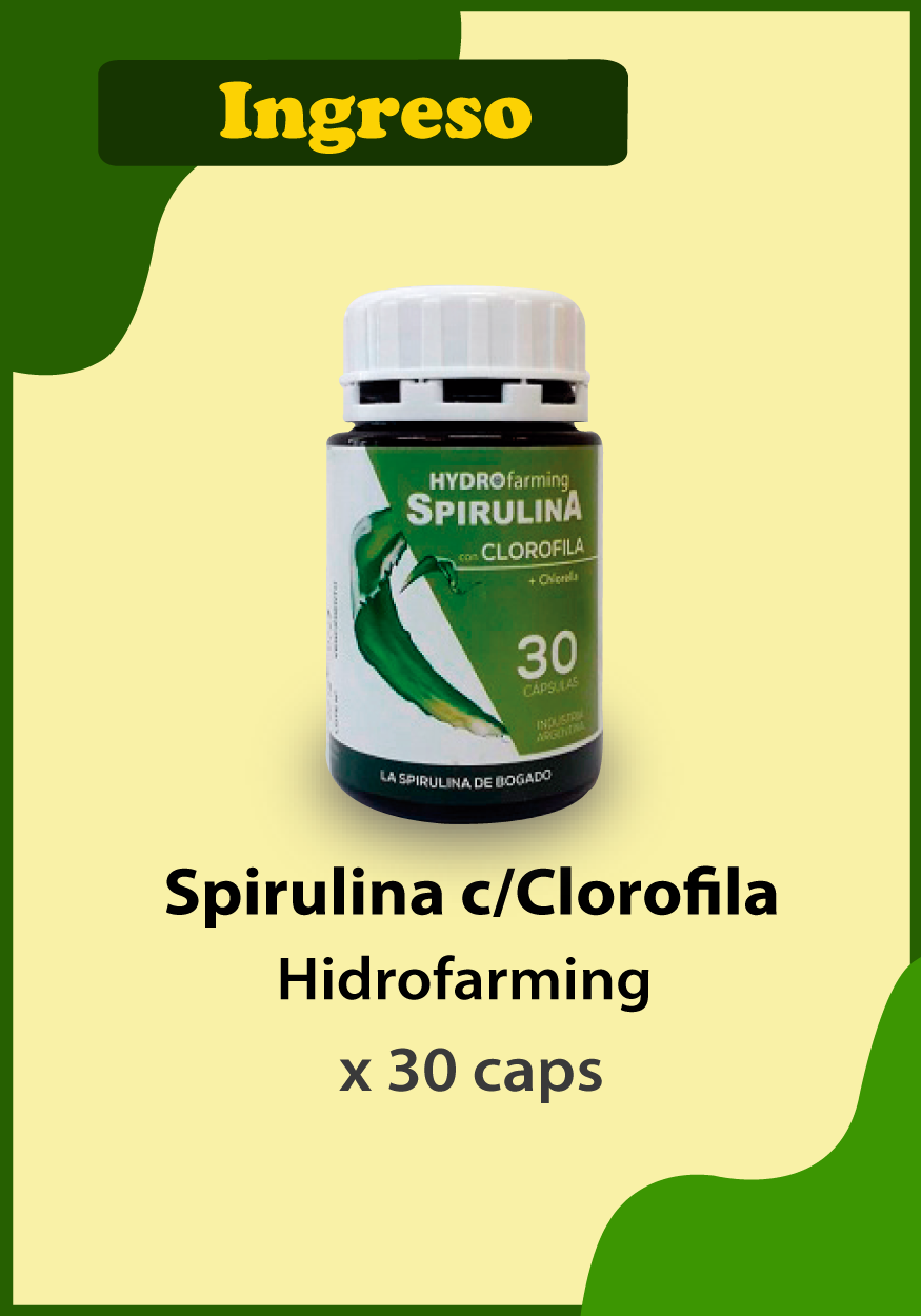 Novedades Productos Hidrofarming - Spirulina C/Clorofila x 30 Caps